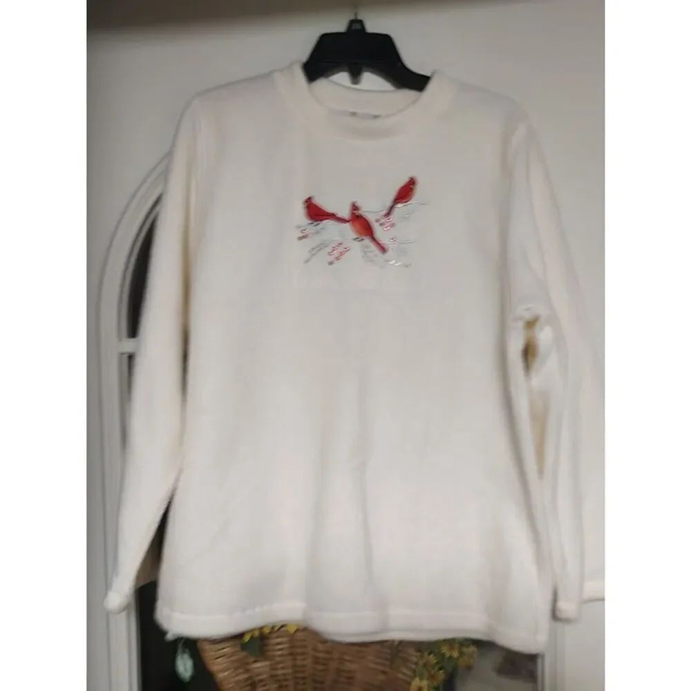 New Bonnie Evans Cream Colored Cardinals Fleece Top Size Women's XL